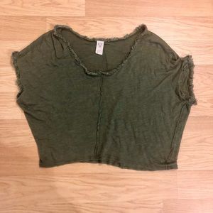 Free People green cropped shirt size xs